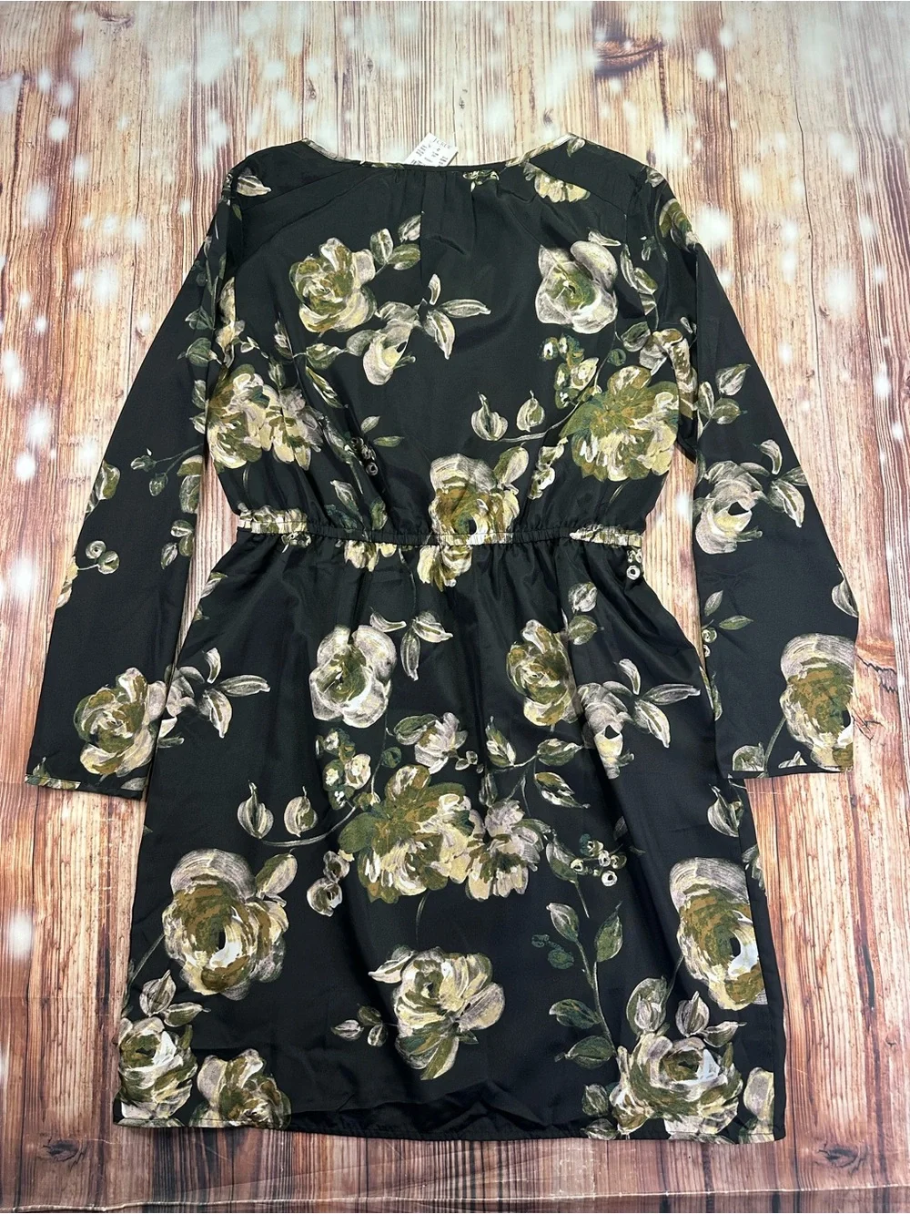 NWT J. Crew Black Floral Long Sleeve Tulip Hem Dress - Size 8  Polyester